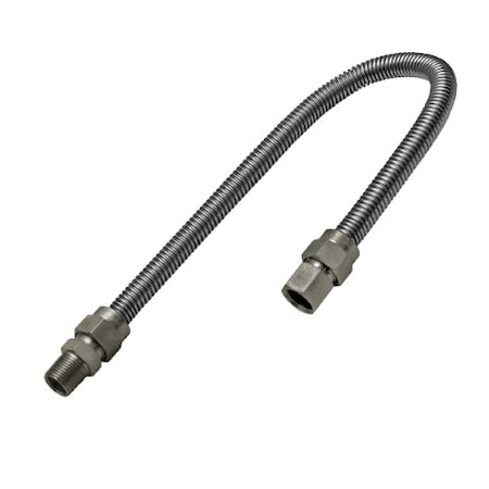 Flextron Gas Line Hose 5/8'' O.D. x 24'' Length 1/2" FIP x MIP Fittings, Stainless Steel Flexible Connector FTGC-SS12-24C
